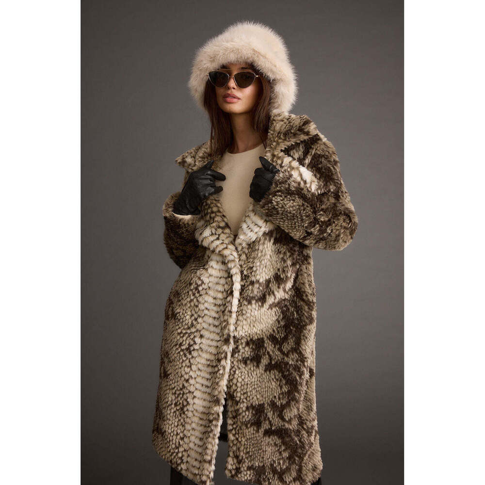 12th Tribe Vivienne Grey Snake Faux Fur Jacket Size XSXS